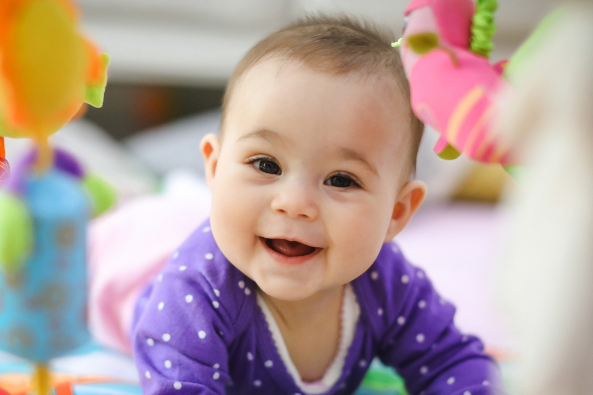 baby playing in home